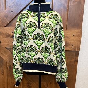 Avara Andrea Green Half Zip Sweater Size Large NWOT